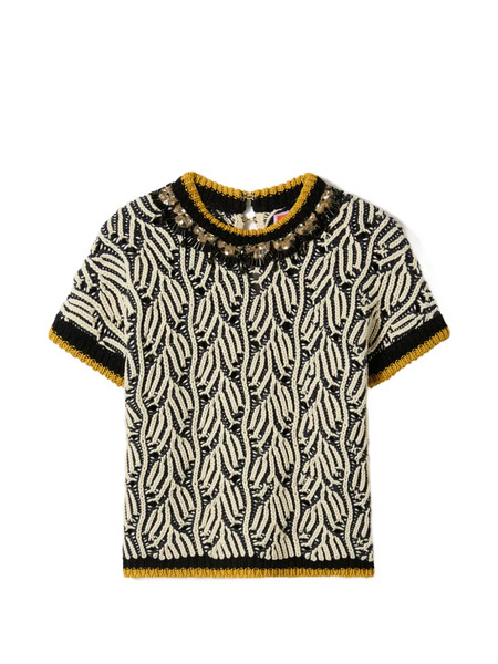  La Doublej Patterned Beaded Top - Black 