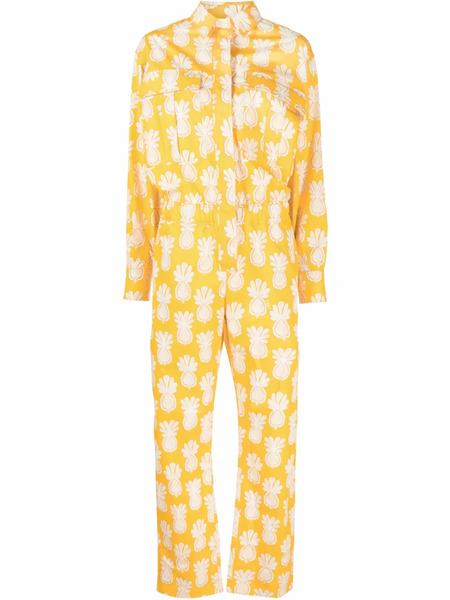  La Doublej Pineapple-print Cotton Jumpsuit - Yellow 