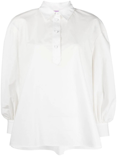  La Doublej Poet-sleeve Poplin Blouse - White 