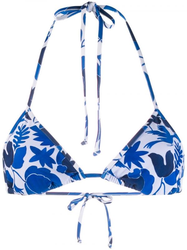  La Doublej Printed String Bikini Bottoms - Blue 