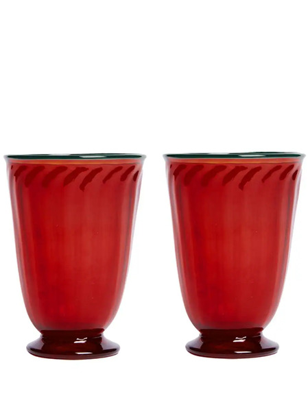  La Doublej Rainbow Murano Glasses (set Of 2) - Red 