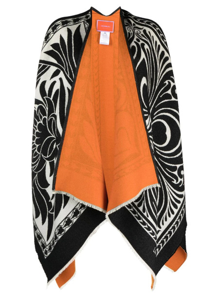  La Doublej Reversible Felted Wool Blend Poncho - Black 