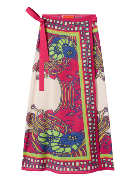  La Doublej Sarong Floral-print Midi Skirt - Pink 