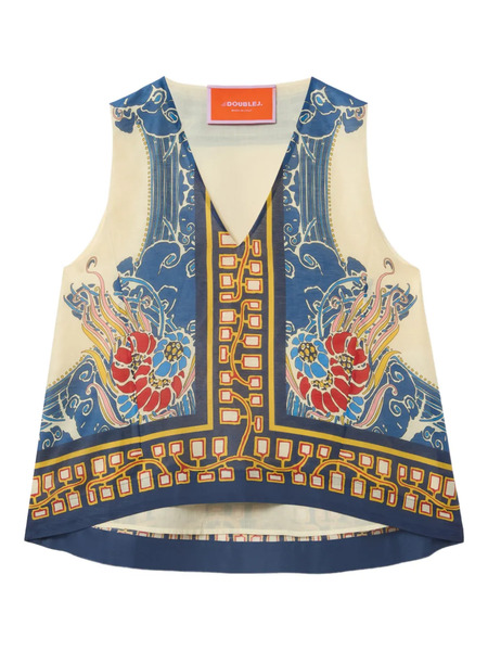  La Doublej Scala V-neck Top - Blue 