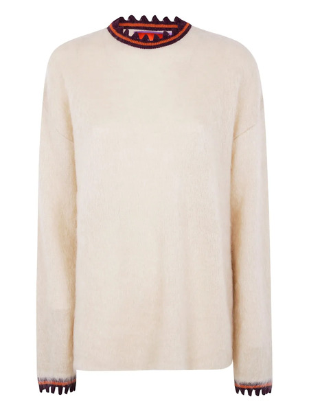 La Doublej Scalloped-trimmed Mohair Wool Sweater - Neutrals 