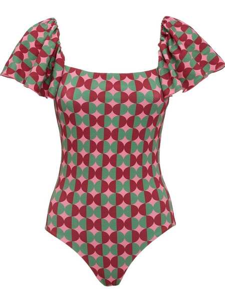  La Doublej Scarlett Flutter-sleeve Swimsuit - Pink 