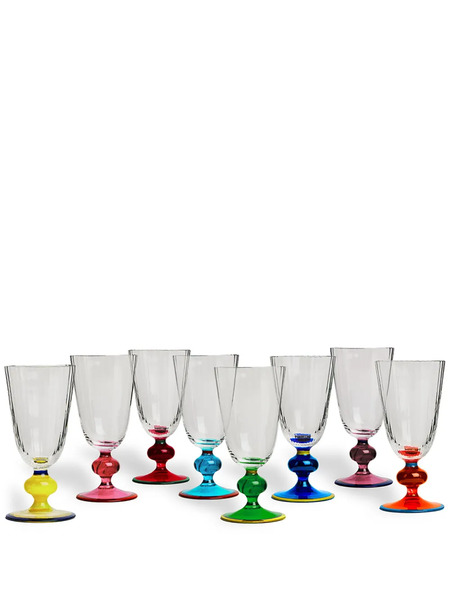  La Doublej Sculpted-handle Glasses (set Of Eight) - Multicolour 