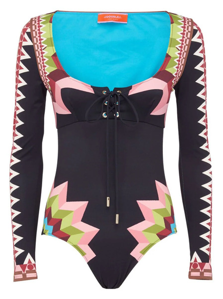  La Doublej Sunset Geometric-print One-piece - Blue 