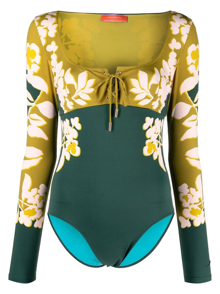  La Doublej Sunset Printed Swimsuit - Green 