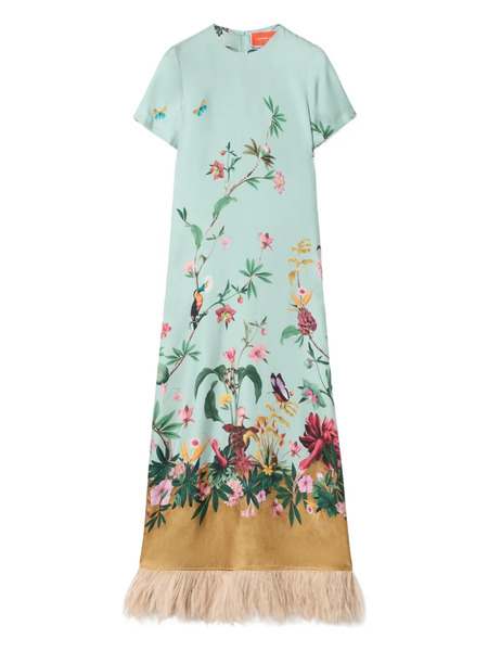  La Doublej Swing Floral-panel Maxi Dress - Blue 