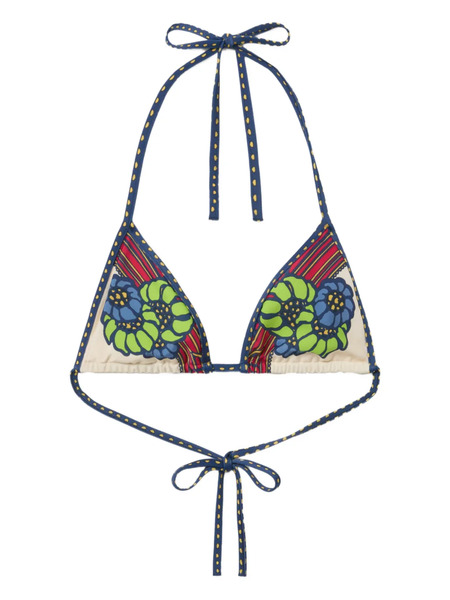  La Doublej Tie-detail Floral Bikini Top - Pink 