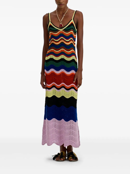  La Doublej Wave-pattern Knitted Maxi Dress - Black 