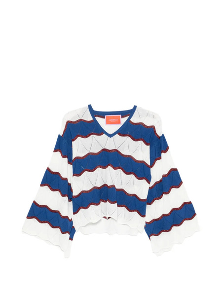  La Doublej Wave-pattern V-neck Sweater - White 