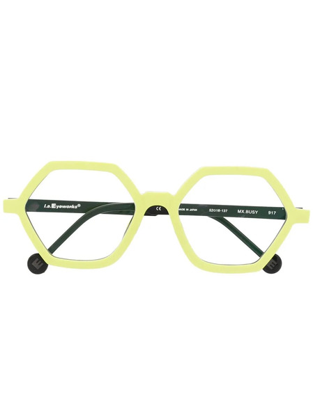  L.a. Eyeworks Transparent Geometric-frame Glasses - Yellow 