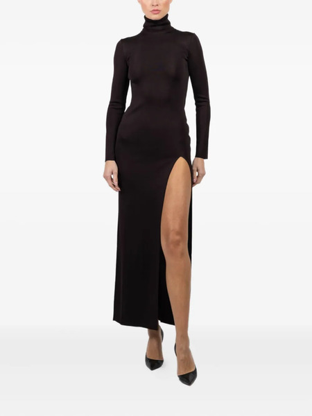  La Galpa Turtleneck Side-split Dress - Brown 