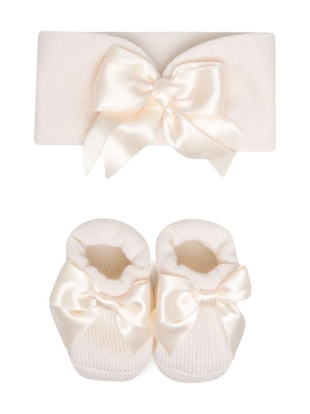  La Perla Kids Bow-detail Knitted Set - Neutrals 