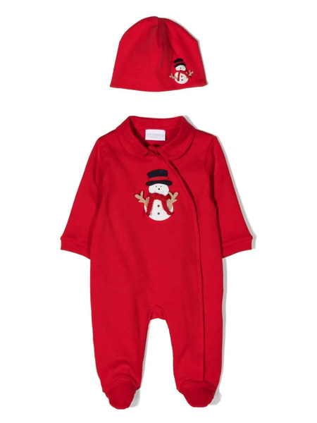  La Perla Kids Snowman-patch Babygrow Set - Red 