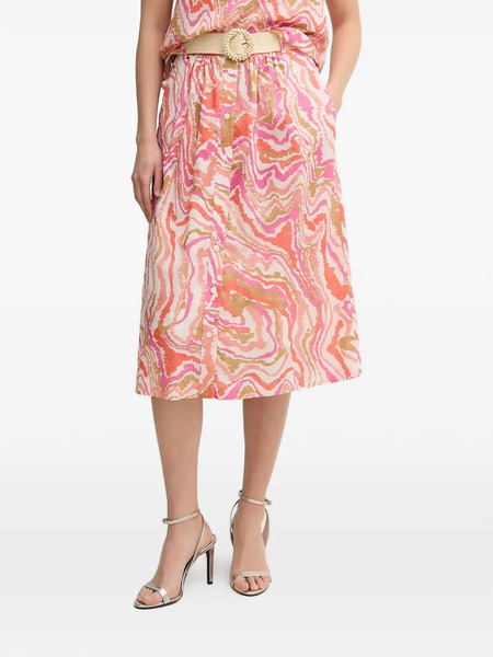  La Petite Française Juliette Printed Buttoned Midi Skirt - Pink 