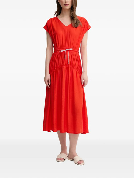  La Petite Française V-neck Drawstring Midi Dress - Red 