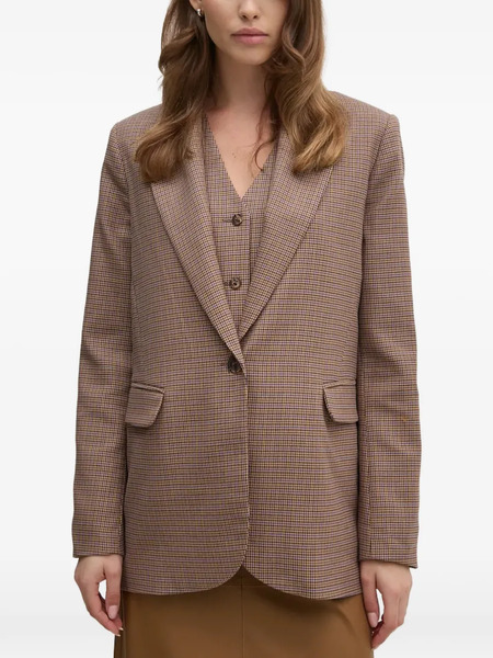  La Petite Française Vaillante Houndstooth Button Blazer - Neutrals 