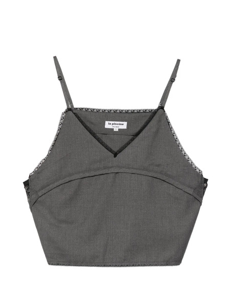  La Piscine Lace-trim Top - Grey 