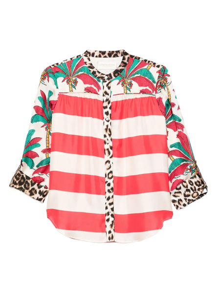  La Prestic Ouiston Palm Tree-print Striped Shirt - Red 