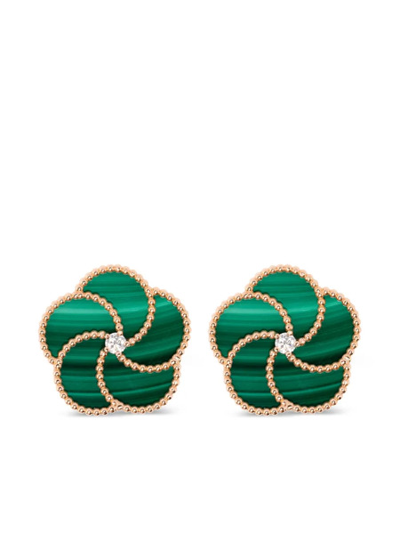  La Prima Gioielli 18k Rose Gold Flower Diamond Earrings - Pink 