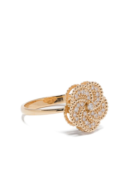  La Prima Gioielli 18k Yellow Gold Diamond Floral Ring 