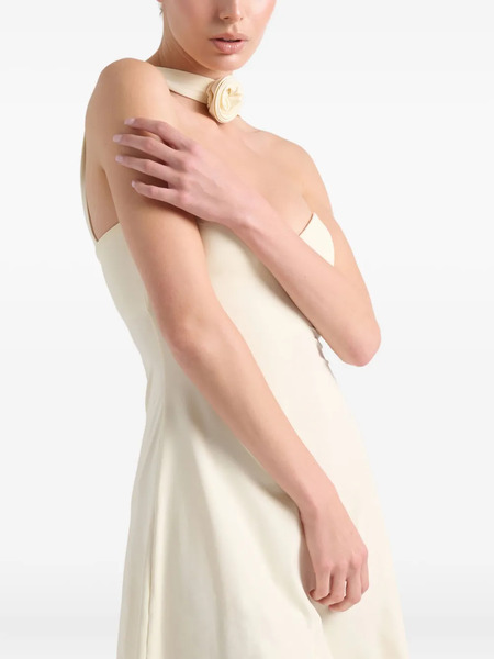  La Reveche Arya Rose-embellished Halter-neck Mini Dress - Neutrals 
