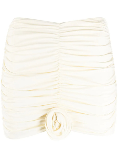  La Reveche Lillibet Floral-appliqué Ruched Miniskirt - Neutrals 