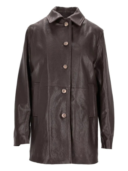  La-rose Belted-leather Coat - Brown 