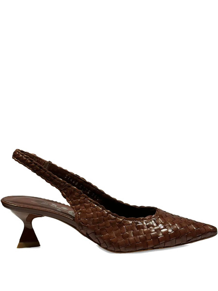  La Rose Carol Woven Slingback Pumps - Brown 