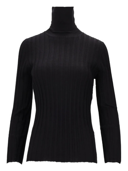  La-rose High-neck Ribbed Top - Black 