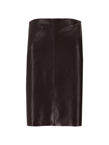  La-rose Leather Midi Skirt - Brown 