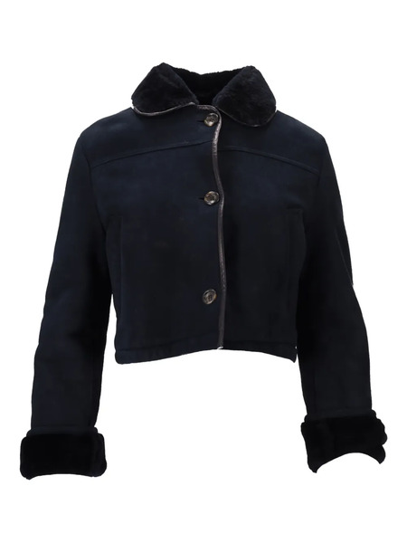  La-rose Long-sleeve Leather Jacket - Blue 