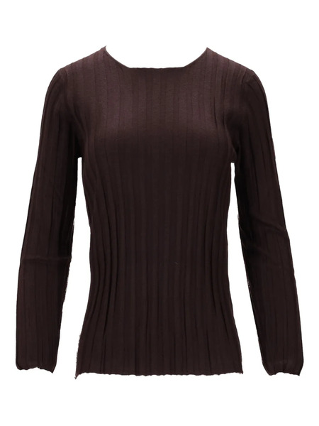  La-rose Ribbed Round-neck Top - Brown 