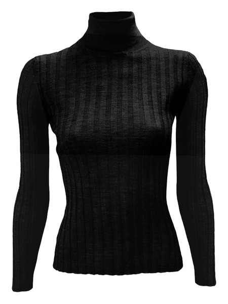  La Rose Turtleneck Ribbed Sweater - Black 
