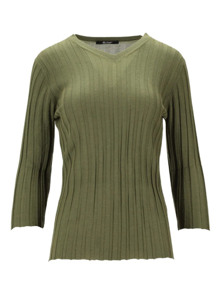  La-rose V-neck Ribbed Top - Green 