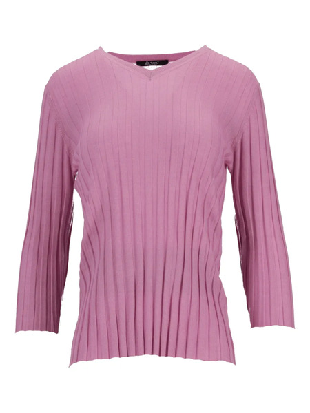  La-rose V-neck Ribbed Top - Pink 