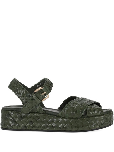  La-rose Woven Wedge Sandals - Green 