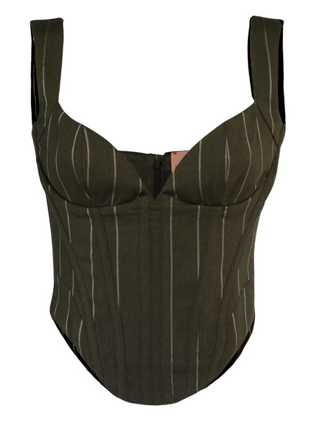  La Semaine Pinstripe Corset Top - Green 