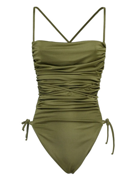  La Semaine Ruched Cross-back Swimsuit - Green 