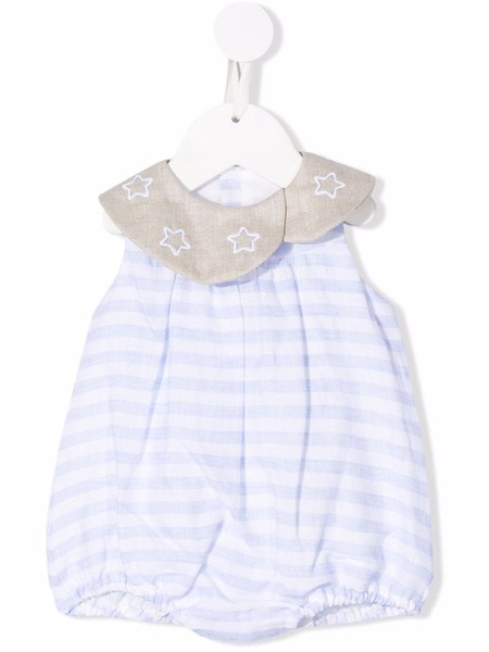  La Stupenderia Collared Stripe-print Bodysuit - Blue 
