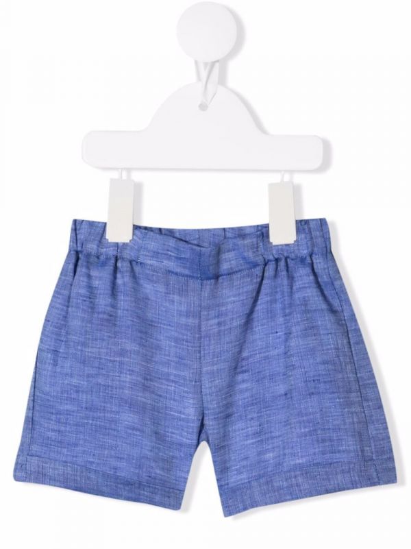  La Stupenderia Cotton-linen Blend Shorts - Blue 