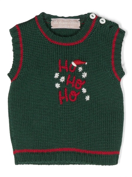  La Stupenderia Embroidered-design Round-neck Vest - Green 