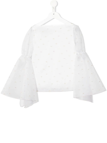  La Stupenderia Embroidered Polka-dot Blouse - White 