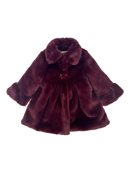  La Stupenderia Faux-fur Bow-detail Coat - Purple 