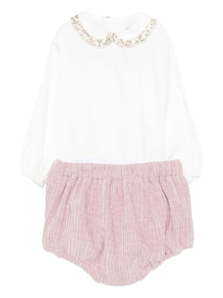  La Stupenderia Floral-print Bow Romper - Pink 