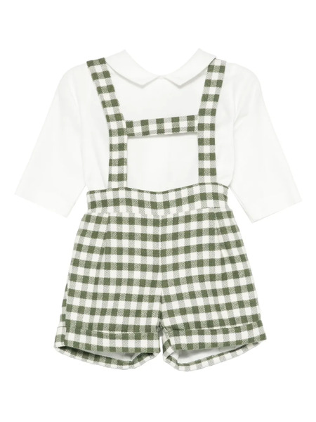 La Stupenderia Gingham-print Romper - Green 
