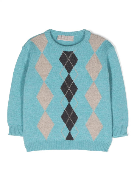  La Stupenderia Graphic-print Wool Jumper - Blue 